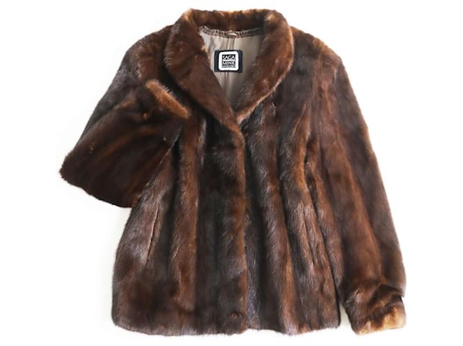Autre Marque SAGA MINK Genuine Fur Short Coat Jacket Brown  ref.1689857