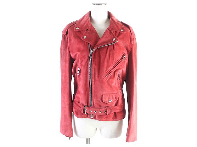 Loewe Anagram Leather Jacket Double Breasted Red