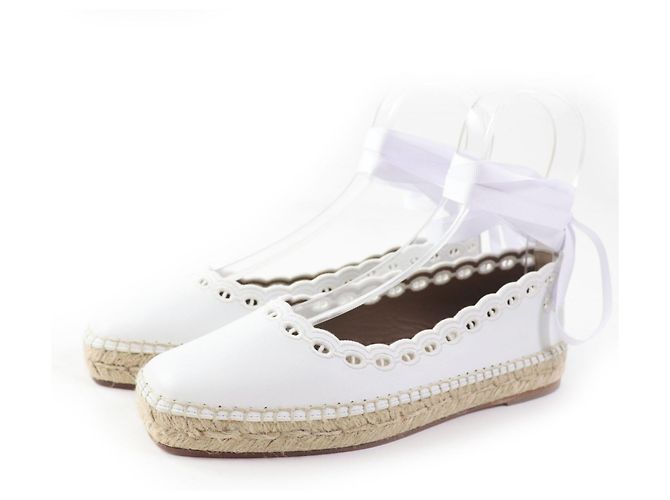 Hermès HERMES Guapa Shane Espadrilles Lederschuhe Weiß