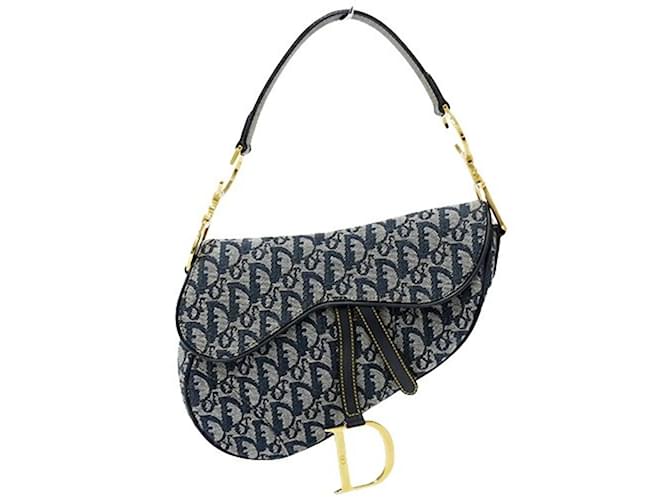 Christian Dior Navy Canvas Saddle Bag Navy blue Cloth ref.1695510 Joli Closet