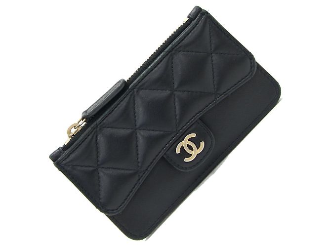 Monedero de piel de cordero negro Chanel