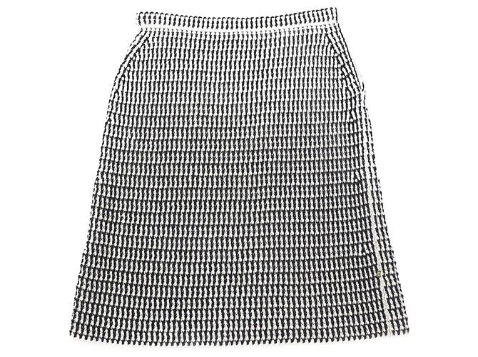 Louis Vuitton Baumwollstrickrock Schwarz Elfenbein M