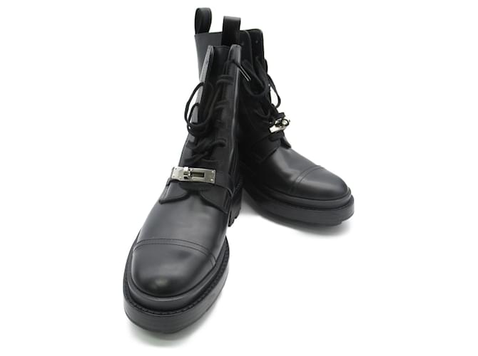 Hermès Hermes Leather Kelly Belt Short Boots Black  ref.1696489