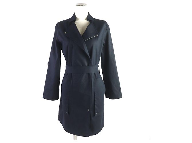 Cappotto con zip in cotone e seta H di Hermès blu navy