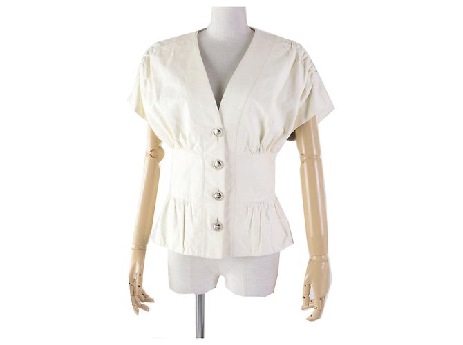Chanel Lammleder Kurzarmjacke in Elfenbein Roh