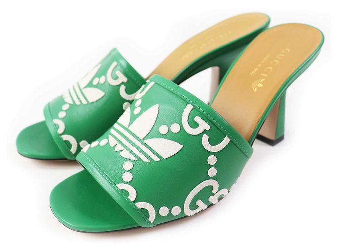 Gucci GG Logo Lederpantolette grün 36
