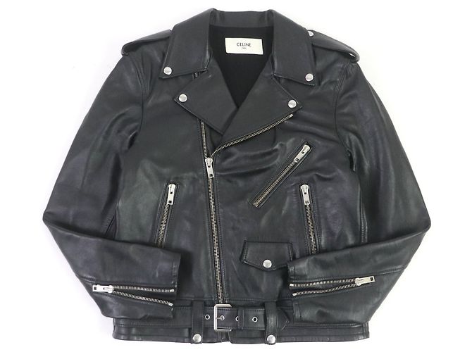 Céline CELINE Leder Bikerjacke schwarz 50