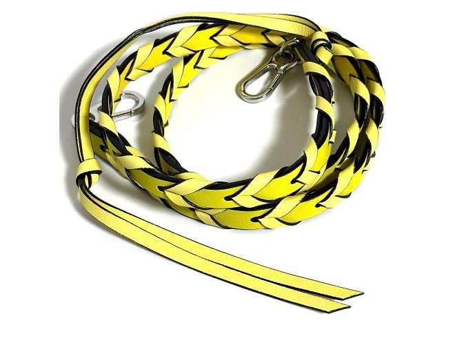 Loewe Women's Thin Braided Strap Shoulder Bag Belt Yellow