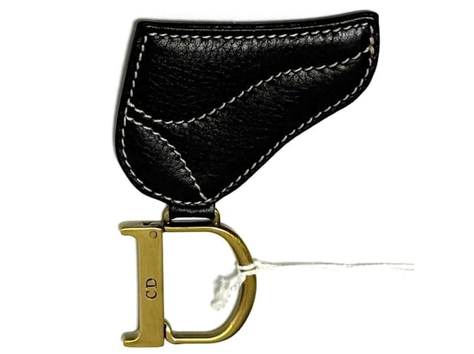 Christian Dior Men s DIOR Saddle Key Ring Holder Black Leather Metal ref.1700054 Joli Closet