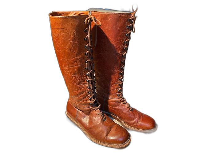 Jil Sander Leder Schnürstiefel Hellbraun