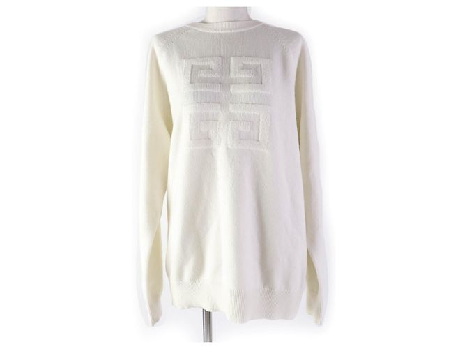 Givenchy Cashmere 4G Logo Strickpullover Elfenbein M Roh 