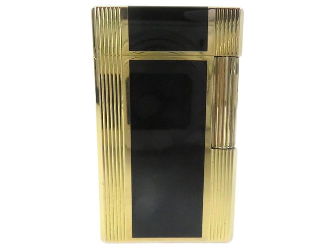 Autre Marque Dupont Line 1 Lacquer Roller Gas Lighter Black Gold