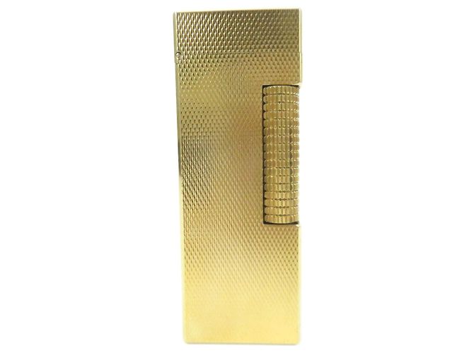 Autre Marque Dunhill Square Pattern Roller Gas Lighter Gold Golden 