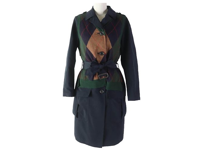 Autre Marque Kolor Argyle Vest Layered Coat Navy Women Navy blue
