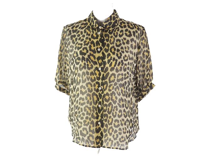 Chemise en soie Dior avec broderie d'abeille et motif léopard