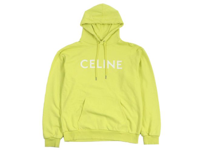 Céline Moletom com capuz de algodão com estampa Celine M Amarelo