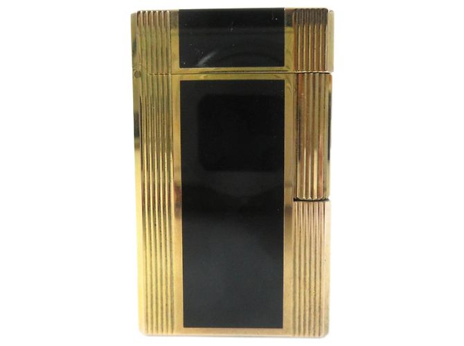 Autre Marque Dupont Line 1 Lacquer Roller Gas Lighter Black Gold