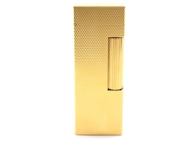 Autre Marque Dunhill Square Pattern Gas Lighter Gold Golden