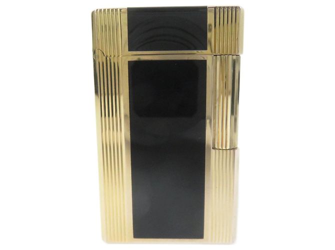 Autre Marque Dupont Line 1 Lacquer Roller Gas Lighter Black Gold