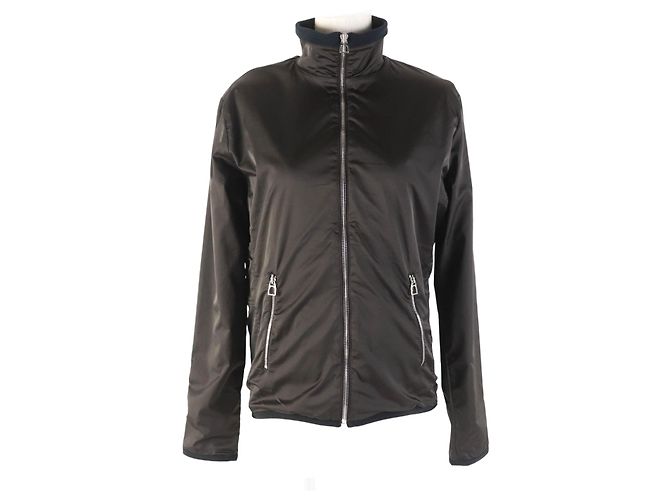 Hermès HERMES Nylon-Polyurethan Aufwärmjacke L Dunkelbraun