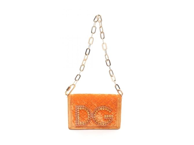 Orange Stoff Schultertasche Dolce Gabbana