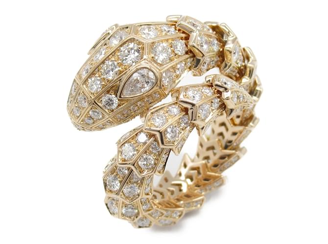 Bulgari Bvlgari Serpenti Viper Full Diamond Ring Golden Pink gold