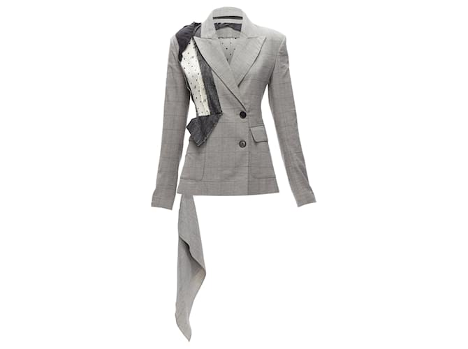 Autre Marque Monse wool cotton deconstructed draped asymmetric blazer jacket Grey  ref.1708080