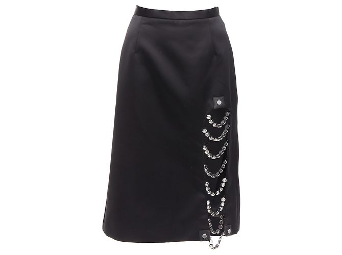 CHRISTOPHER KANE satin silver jewel chain slskirt