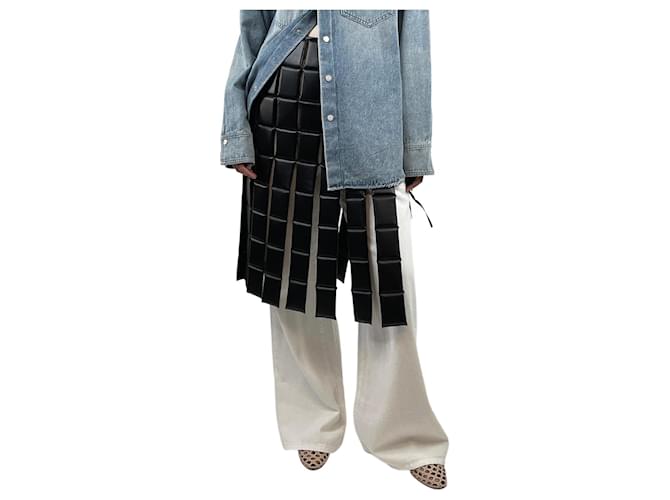 Autre Marque Black faux leather panelled quilted skirt - size UK 6 Polyester  ref.1708893