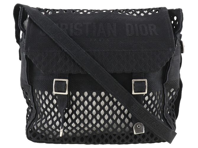 Borsa a spalla in rete nera Christian Dior Nero