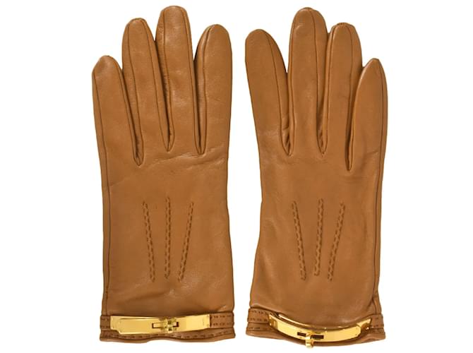 Hermès Hermes Kelly Gloves in Brown Lambskin Leather  ref.1709351