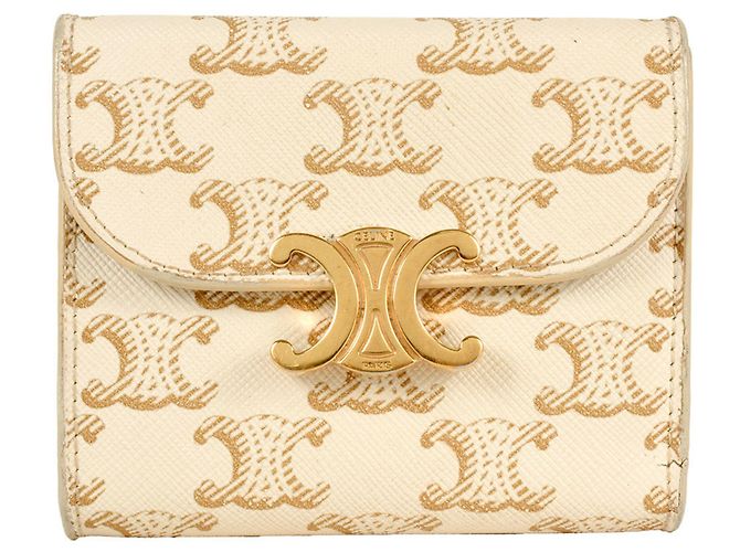 Céline Portafoglio Piccolo con Patta Celine Triomphe Marrone Crudo 