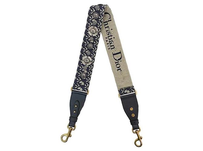 Christian Dior Shoulder Strap Beige Navy blue