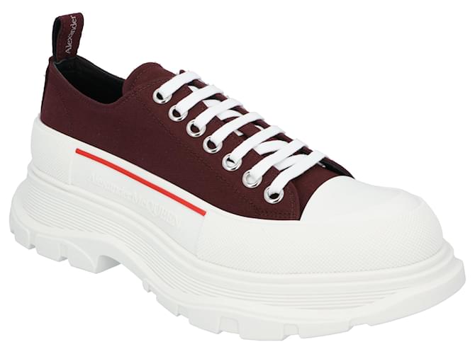 Alexander McQueen Tread Sneaker 'Burgundy White' Red Cloth  ref.1711267