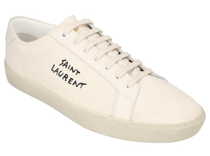 Saint Laurent Court Classic Sl/06 Embroidered Sneakers In Canvas