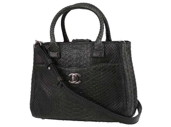 Bolsa de compras modelo pequeno Chanel Neo Executive em python cinza escuro