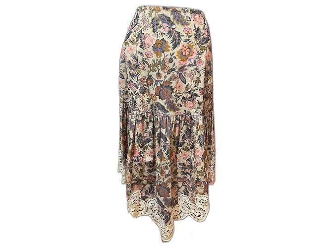 Saia See by Chloé de veludo com renda algodão Multicor
