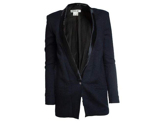 Helmut Lang, Blazer in Blau mit Ponyskin-Revers