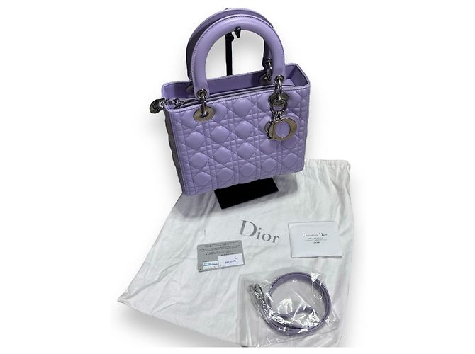 Christian Dior Med Lavender Lady Dior Bag Purple