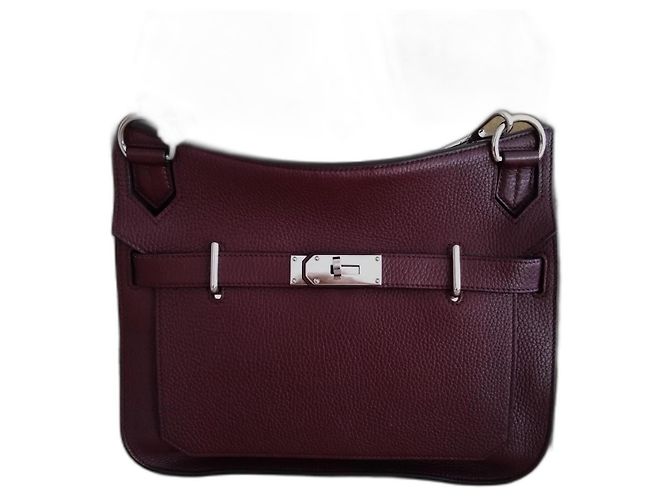 Bolsa transversal Hermès Jypsiere de couro bordeaux