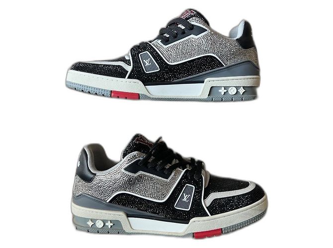Baskets Louis Vuitton Strass Noir Gris
