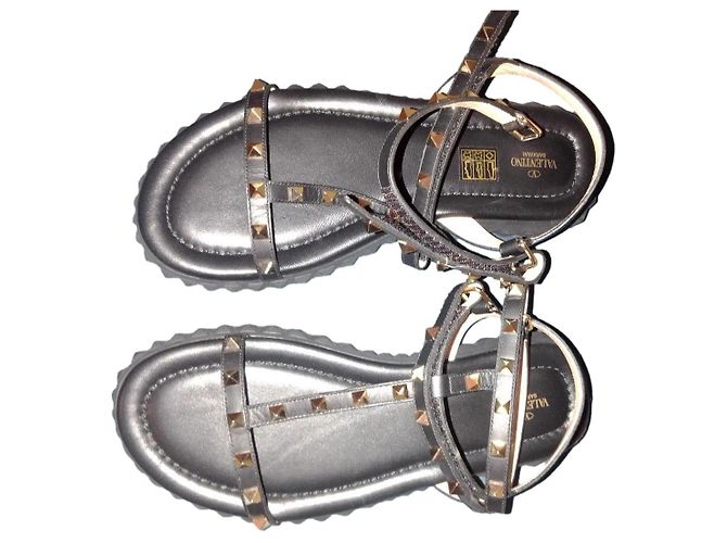 Autre Marque Valentino Rockstud Sandalen Leder Schwarz