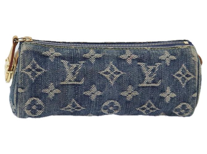 LOUIS VUITTON Monogram Denim Trousse Speedy Pouch Blue M95082 LV Auth 88939