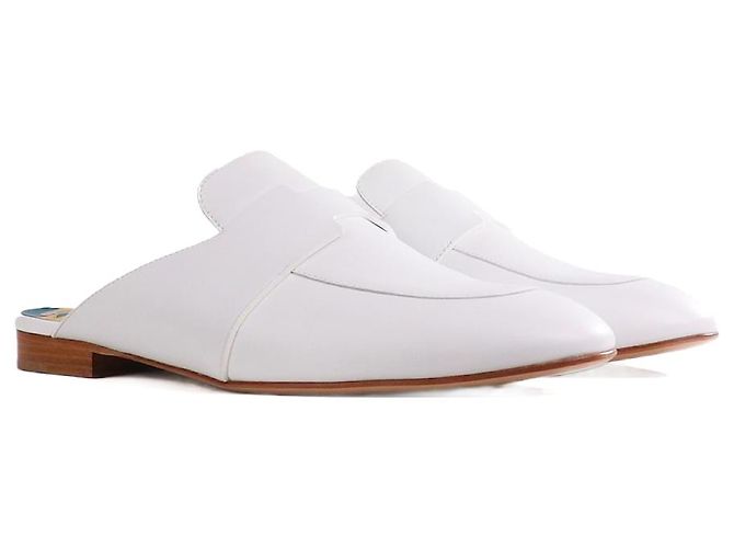 HERMÈS - Catena Hermès mules in white leather (T41)