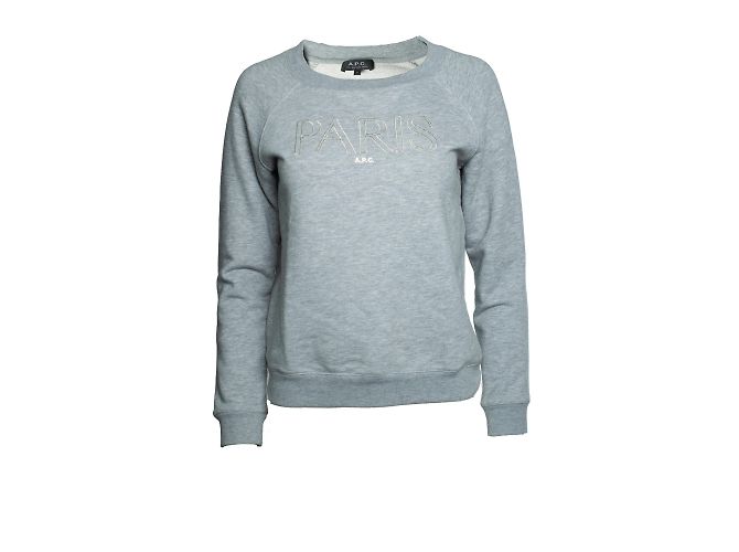Autre Marque A.P.C., grauer Rundhalspullover mit PARIS-Druck