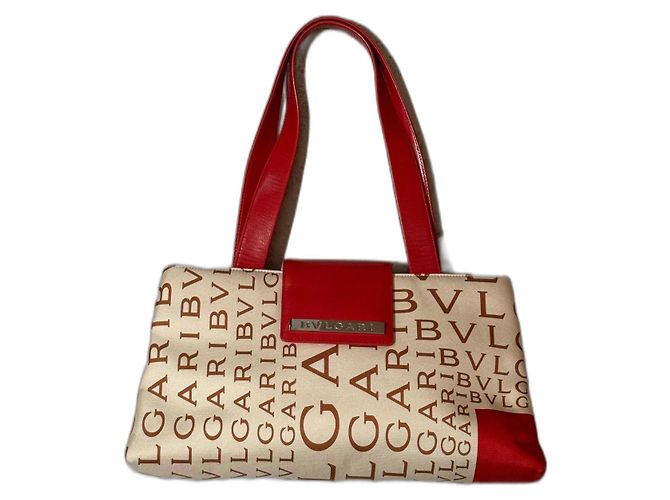 Bolsa de seda Bulgari bege