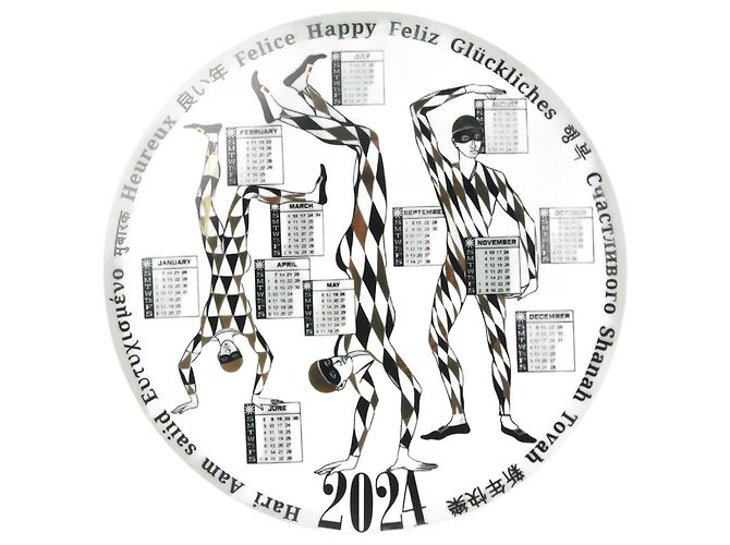 Fornasetti Placa de calendario blanca 2024 Blanco