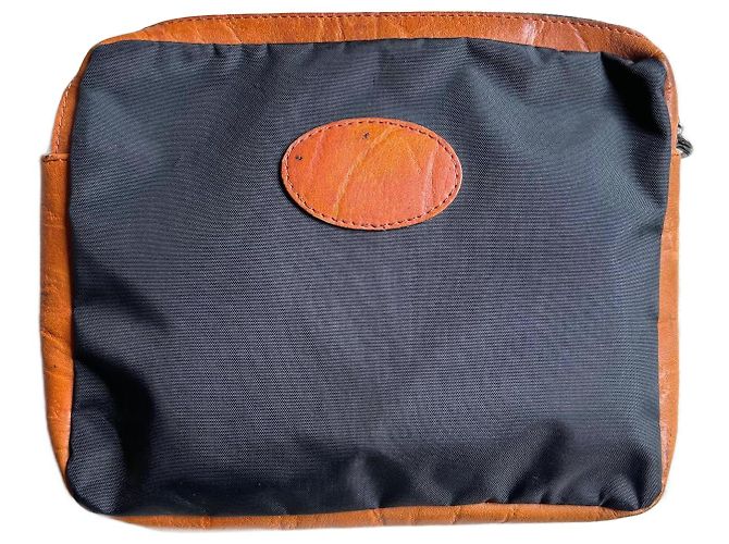 Pochette Longchamp in Nylon e Pelle Marrone Nero