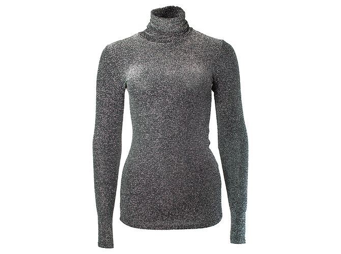 Blusa de gola alta brilhante Woyela da Isabel Marant Prata Metálico