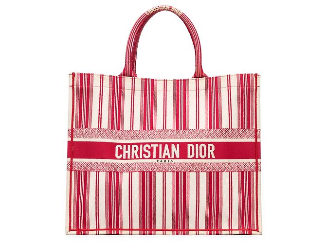 Book Tote Dior Rot Große Gestreifte Tasche